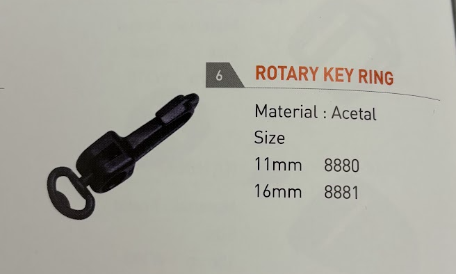 Black 11mm Rotary Key Ring